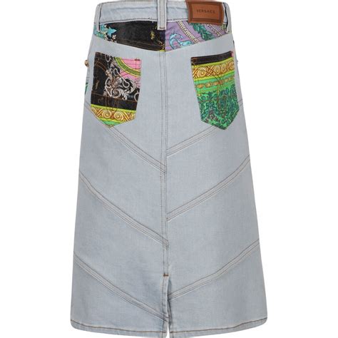 versace long skirt|versace denim skirt.